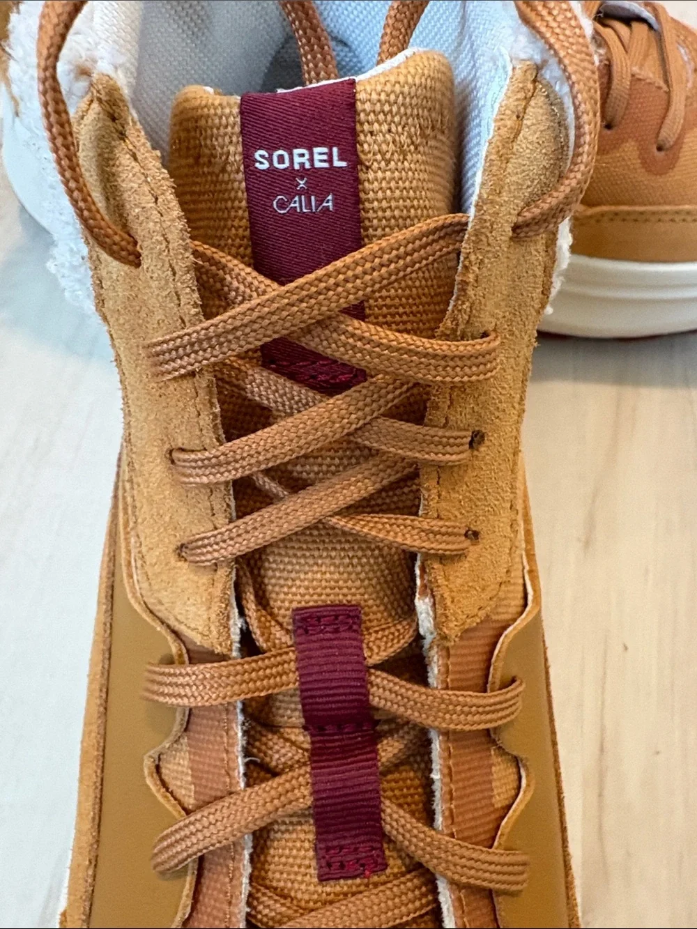 Sorel golden yellow & Cream Sherpa-Trim High Top Sneaker Boots